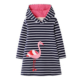Tunica bumbac cu gluga, aplicatii cusute, Flamingo, negru